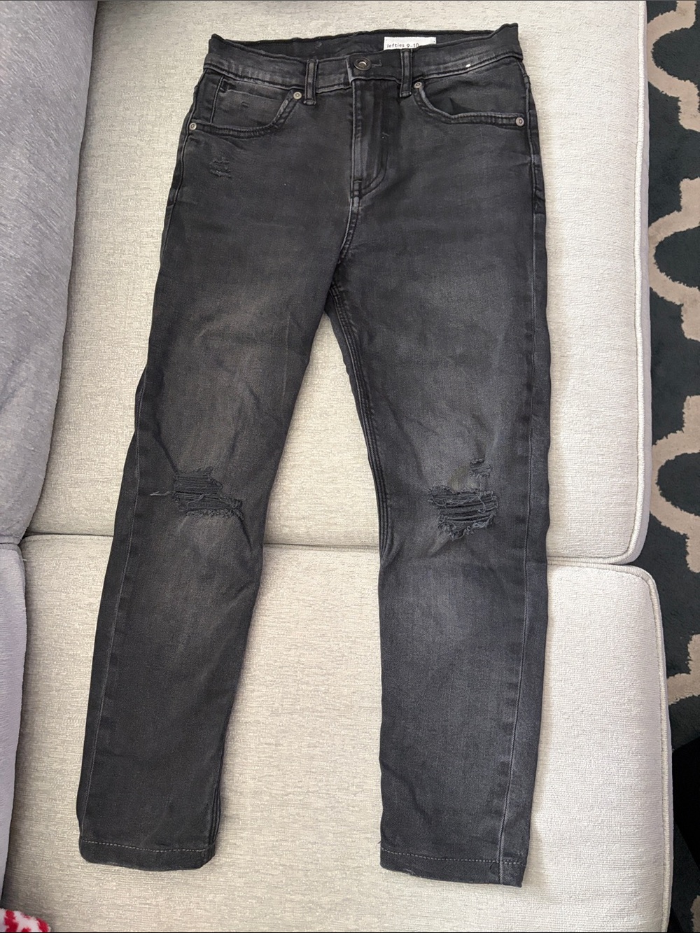 Boys Black Distressed Slim Jeans